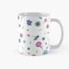 Ceramic flower mug featuring a wraparound white and pink floral pattern design. Designed by Zuzanii Designs.