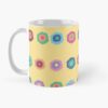 Ceramic flower mug featuring a wraparound bright summer yellow floral pattern design. Designed by Zuzanii Designs.