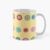 Ceramic flower mug featuring a wraparound bright summer yellow floral pattern design. Designed by Zuzanii Designs.